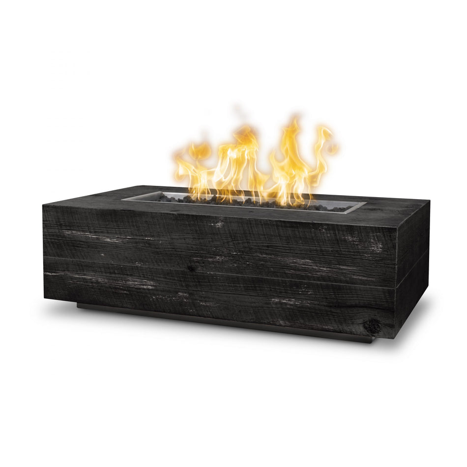 The Outdoor Plus 60" Coronado GFRC Wood Grain Concrete Rectangle Gas Fire Pit (Ebony)