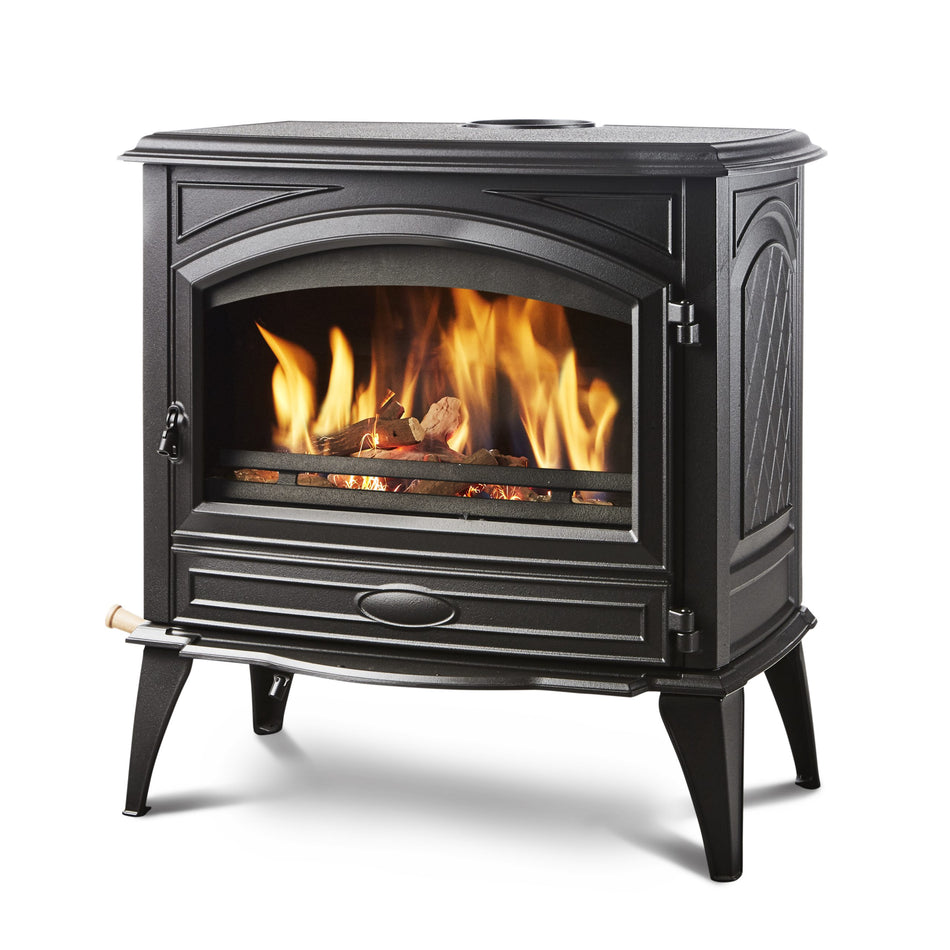 Sierra Flame Lynwood W76 Wood Stove with Cast Iron Door, Black