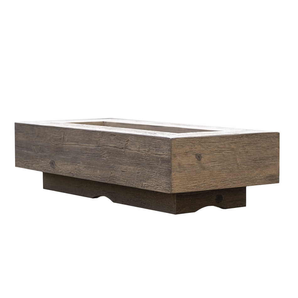 The Outdoor Plus 84" Coronado GFRC Wood Grain Concrete Rectangle Gas Fire Pit (Oak)