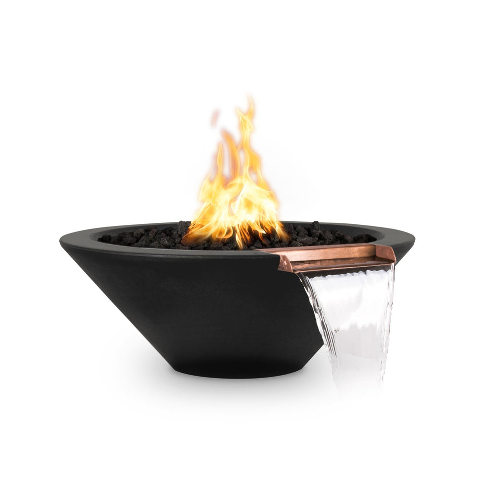 The Outdoor Plus 48" Cazo GFRC Concrete Round Fire and Water Bowl (Black)