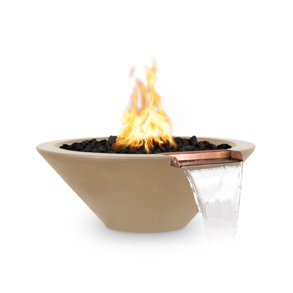 The Outdoor Plus 36" Cazo GFRC Concrete Round Fire and Water Bowl (Brown)