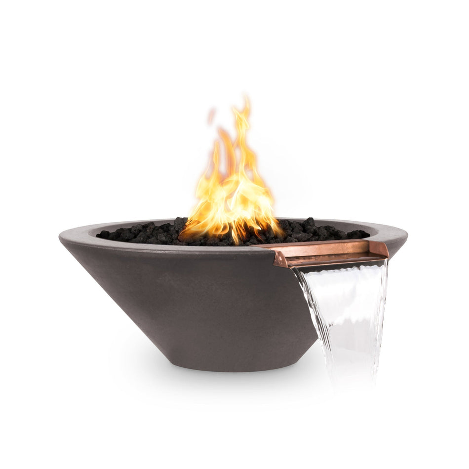 The Outdoor Plus 48" Cazo GFRC Concrete Round Fire and Water Bowl (Chestnut)