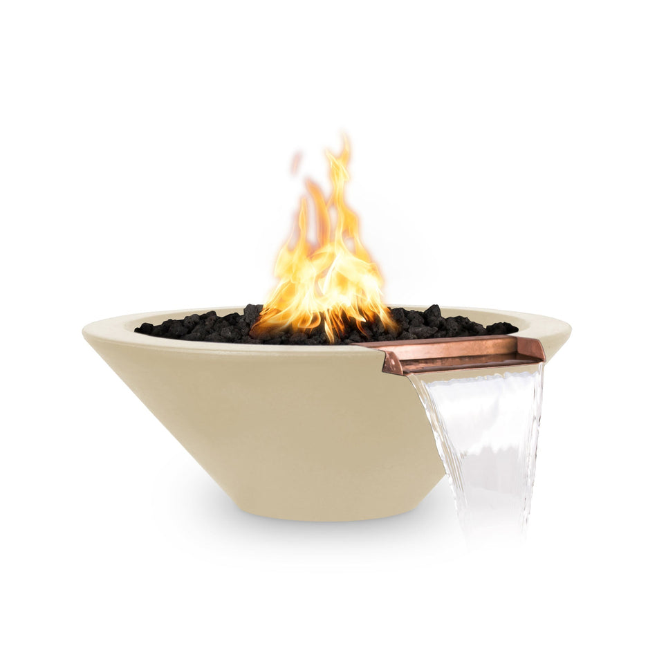 The Outdoor Plus 24" Cazo GFRC Concrete Round Fire and Water Bowl (Vanilla)