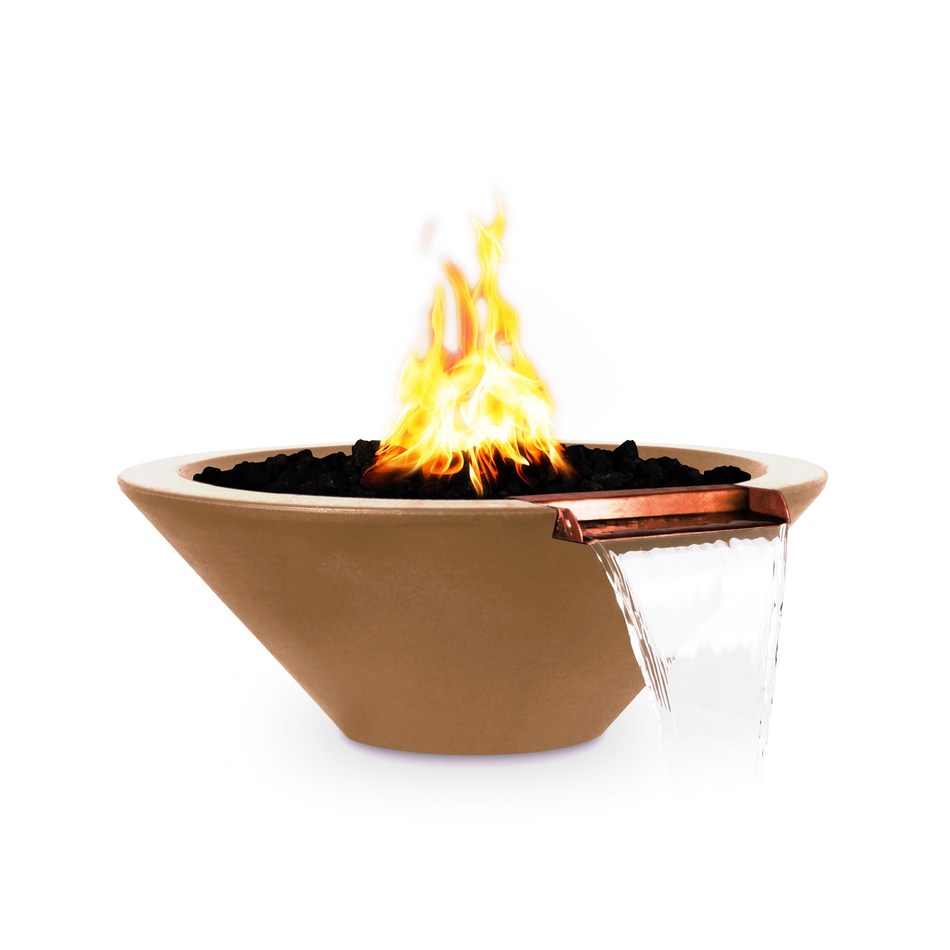 The Outdoor Plus 48" Cazo GFRC Concrete Round Fire and Water Bowl (Metallic Copper)