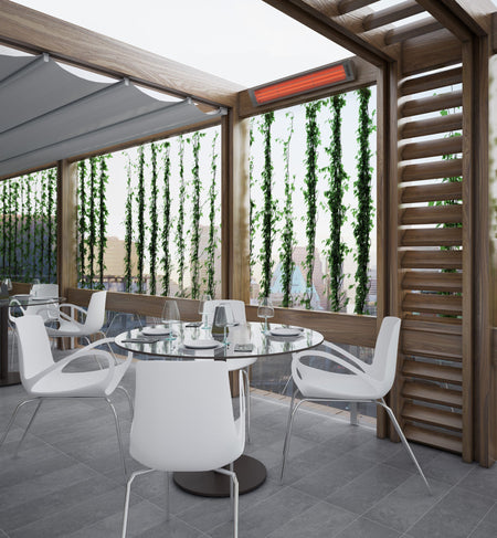 Bromic Cobalt Smart-Heat Electric 6000W Patio Heater in a commercial patio setting