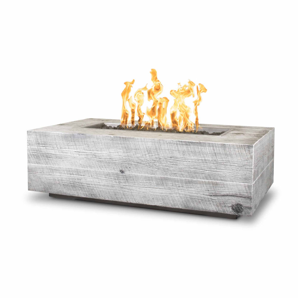 The Outdoor Plus 48" Coronado GFRC Wood Grain Concrete Rectangle Gas Fire Pit (Ivory)