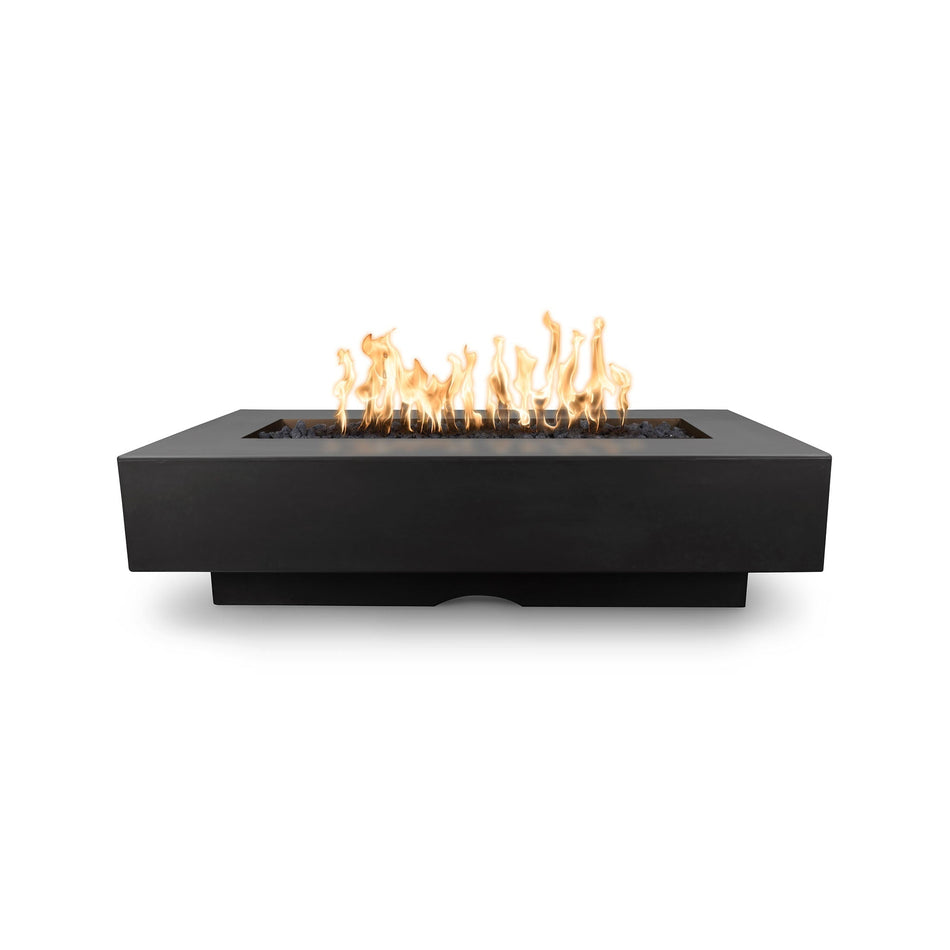 The Outdoor Plus 84" Del Mar GFRC Concrete Rectangle Fire Pit Table (Black)