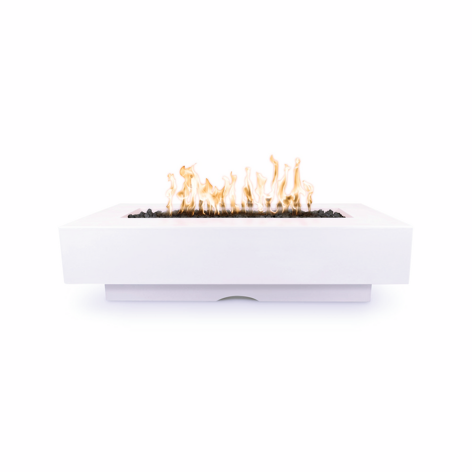 The Outdoor Plus 84" Del Mar GFRC Concrete Rectangle Fire Pit Table (Metallic Pearl)