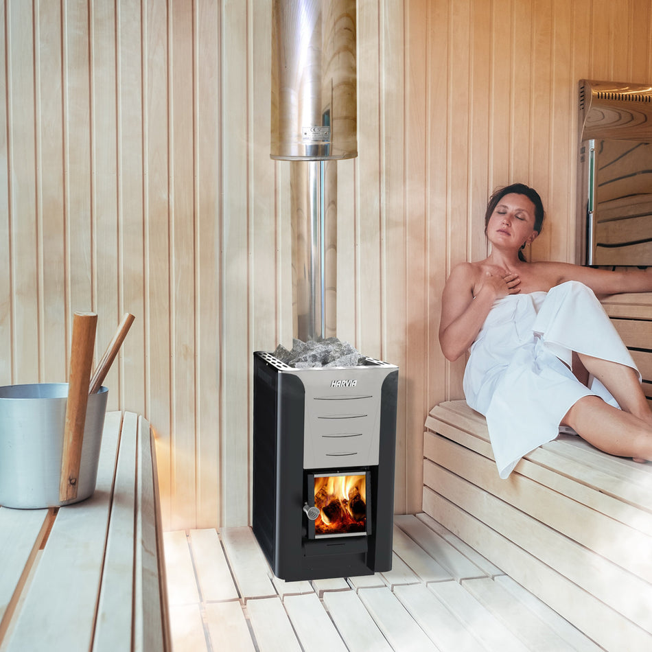 Harvia Pro 20 Wood Burning Sauna Heater and Chimney Kit - H20CMNY-AP