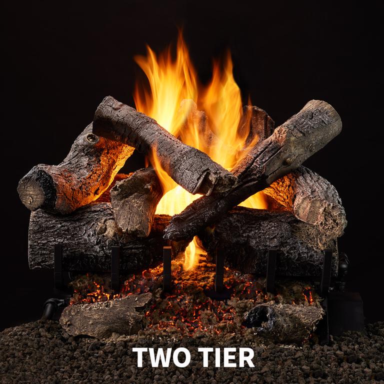 Majestic 2-Tier Stadium cement log set, Grand Oak species