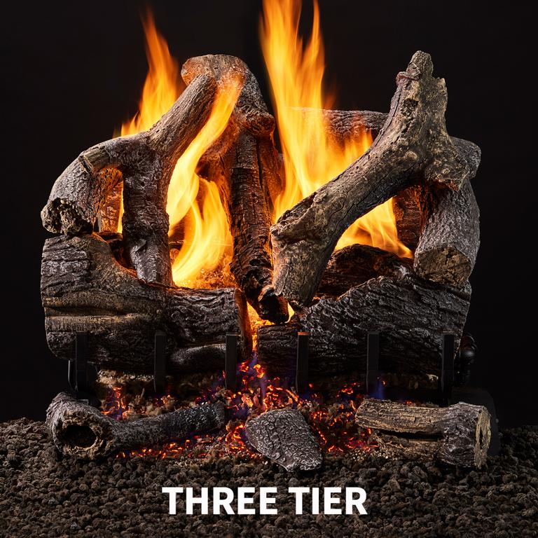 Majestic 3-Tier Stadium cement log set, Grand Oak species
