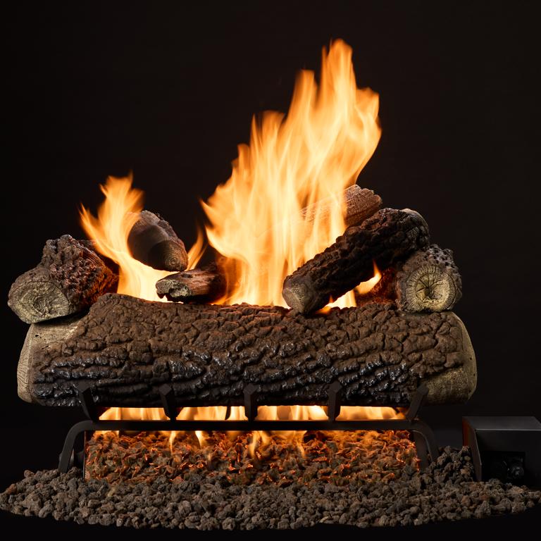 Decorative vented cement log set, Timberland Oak species