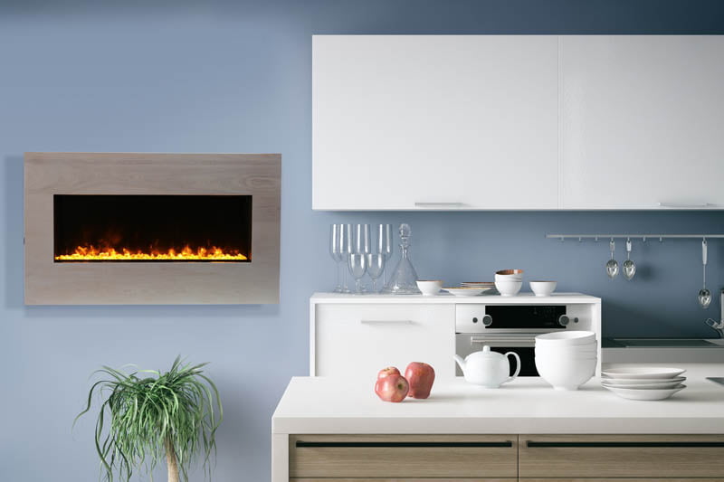 Amantii White Birch Wooden Mantel Surround — for BI-40 Xtraslim