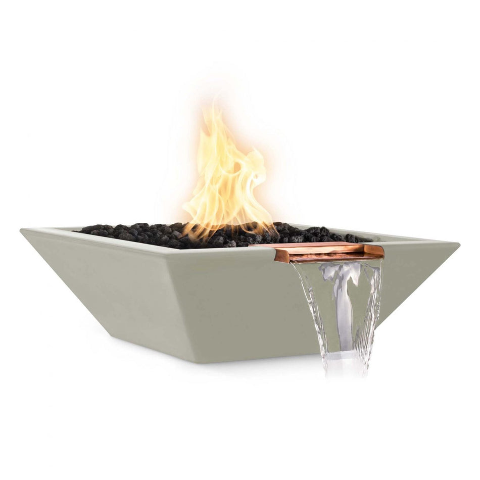 The Outdoor Plus 30" Maya GFRC Concrete Square Fire and Water Bowl (Ash)