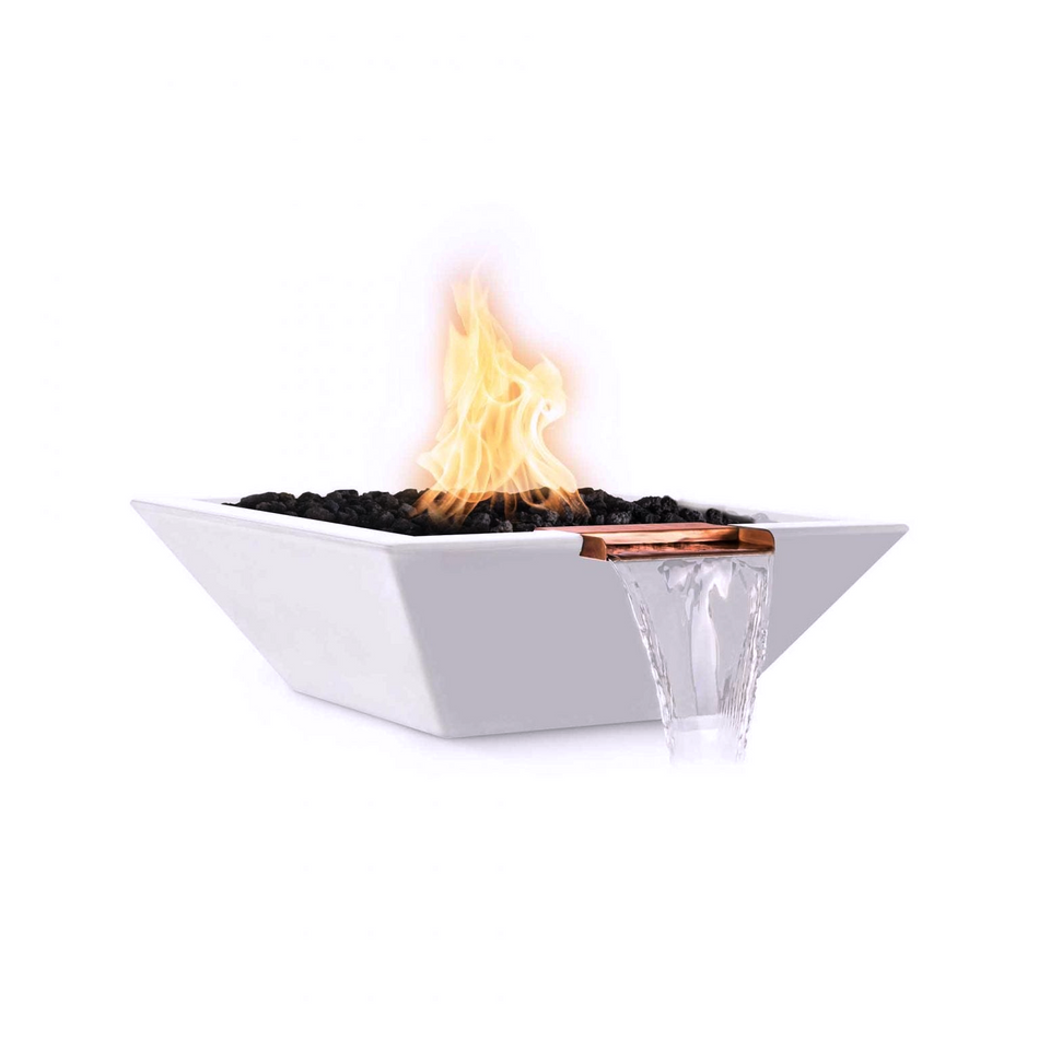 The Outdoor Plus 24" Maya GFRC Concrete Square Fire and Water Bowl (Metallic Pearl)