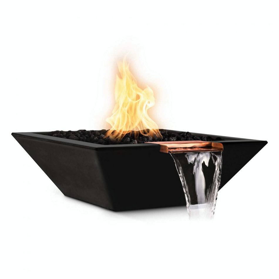 The Outdoor Plus 36" Maya GFRC Concrete Square Fire and Water Bowl (Metallic Slate)