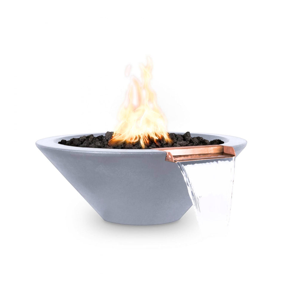 The Outdoor Plus 36" Cazo GFRC Concrete Round Fire and Water Bowl (Metallic Silver)