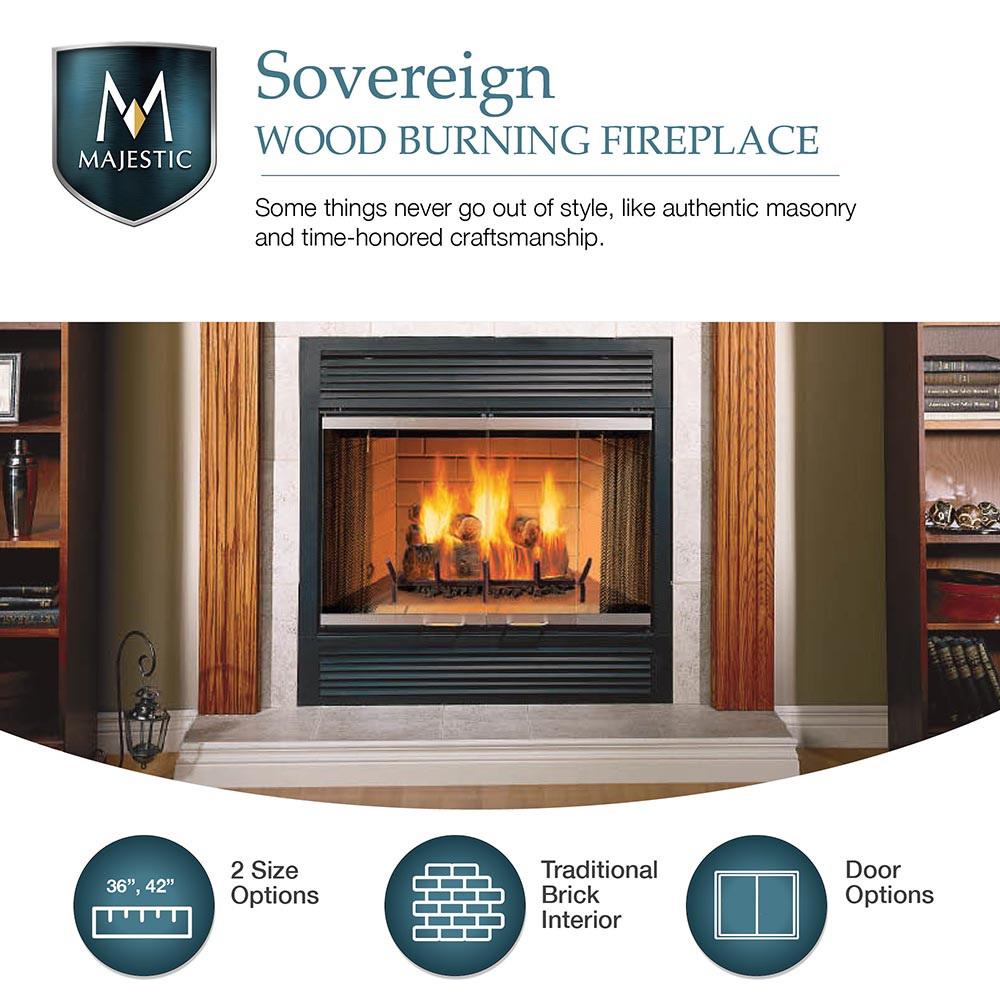 Majestic Sovereign wood burning fireplace, third view