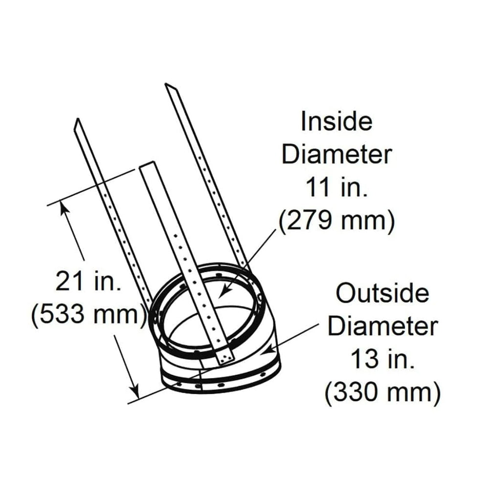 Majestic SL1100 30 degree elbow kit components