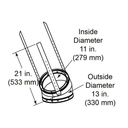 Majestic SL1100 30 degree elbow kit components