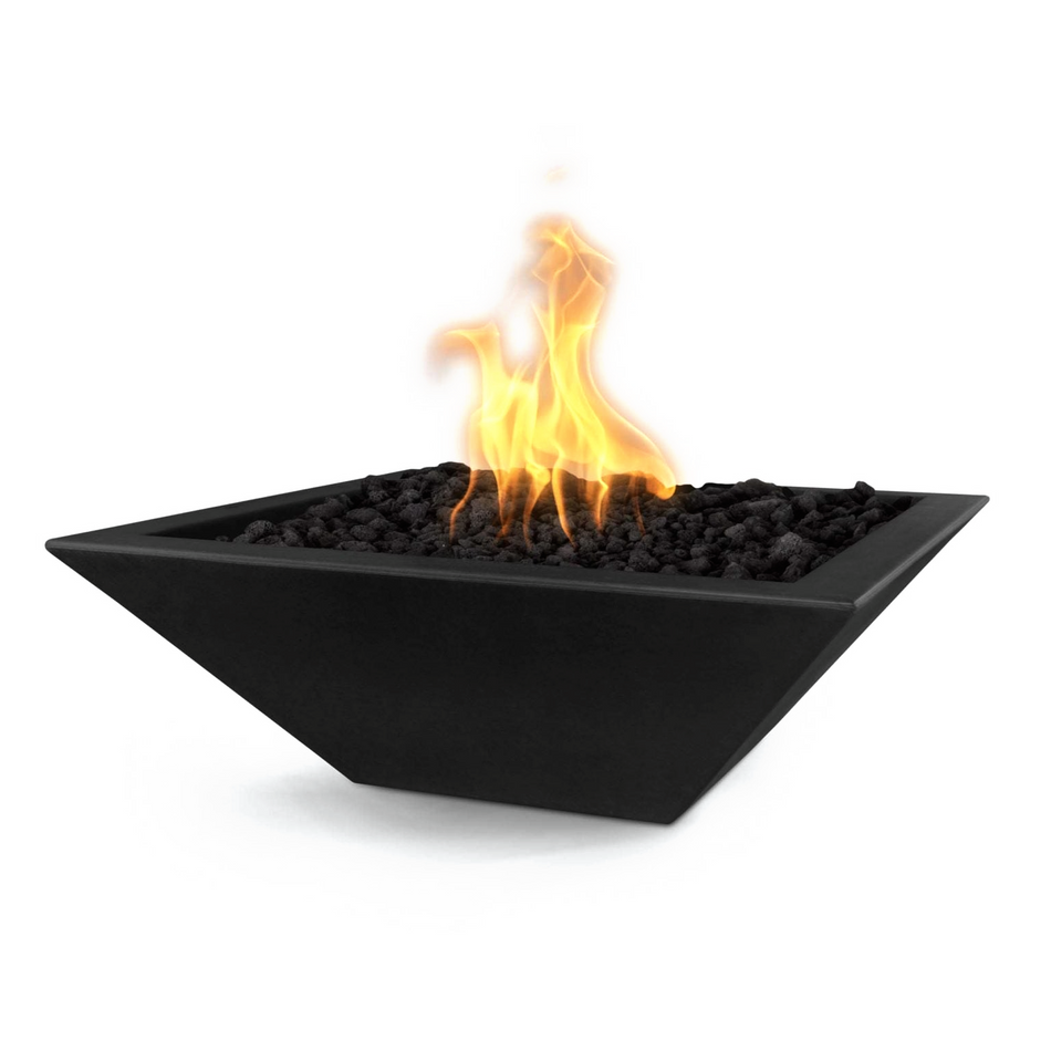The Outdoor Plus 36" Maya GFRC Concrete Square Fire Bowl (Metallic Slate)