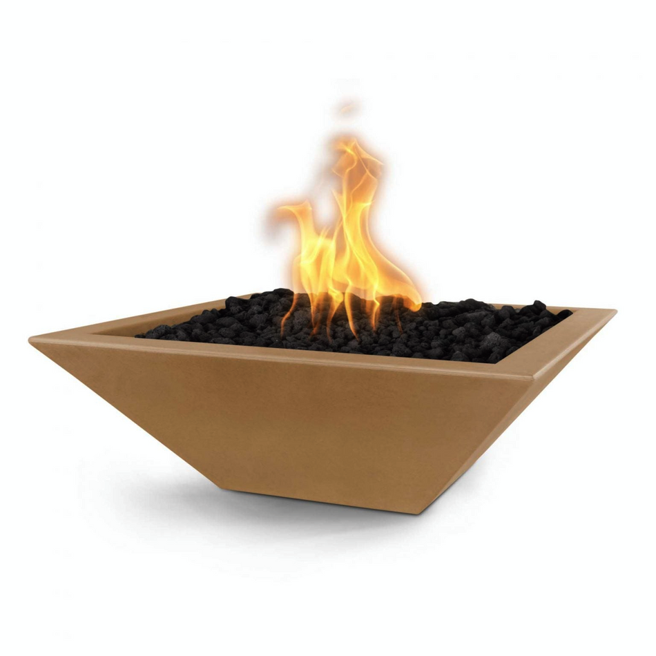 The Outdoor Plus 24" Maya GFRC Concrete Square Fire Bowl (Metallic Bronze)