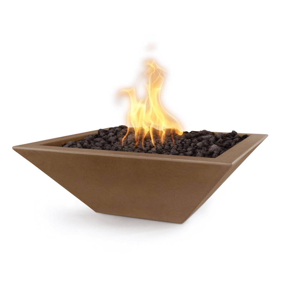 The Outdoor Plus 24" Maya GFRC Concrete Square Fire Bowl (Metallic Copper)