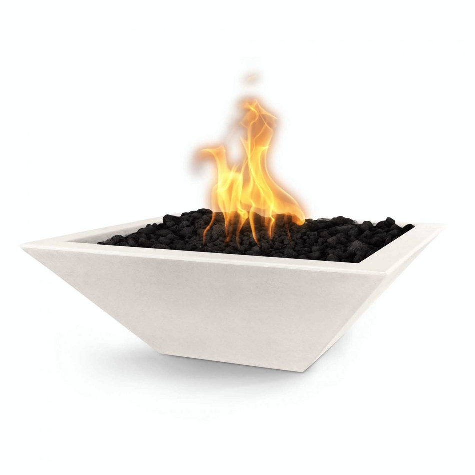 The Outdoor Plus 30" Maya GFRC Concrete Square Fire Bowl (Metallic Pearl)