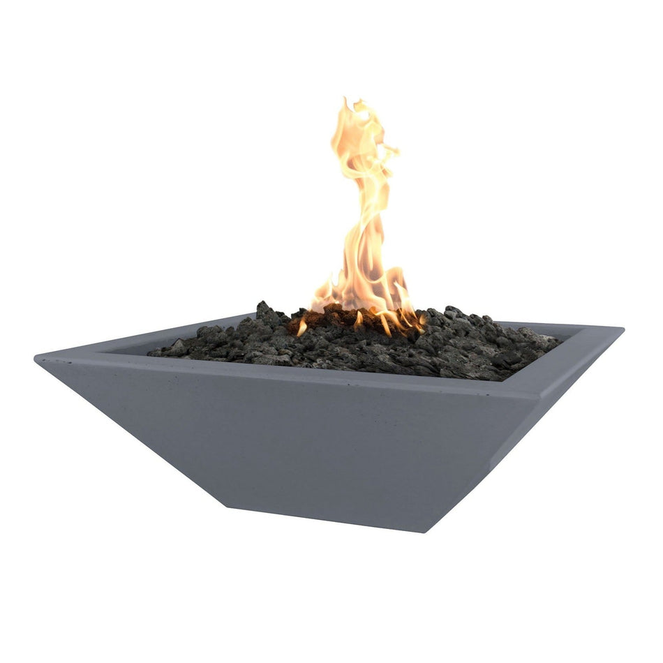 The Outdoor Plus 30" Maya GFRC Concrete Square Fire Bowl (Gray)