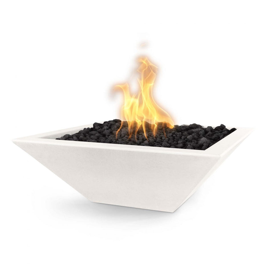 The Outdoor Plus 24" Maya GFRC Concrete Square Fire Bowl (Limestone)