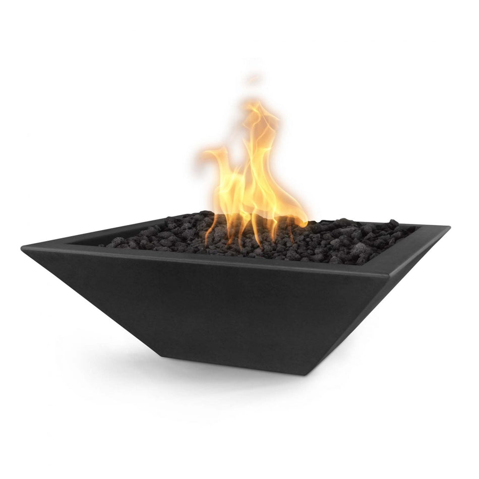 The Outdoor Plus 36" Maya GFRC Concrete Square Fire Bowl (Black)