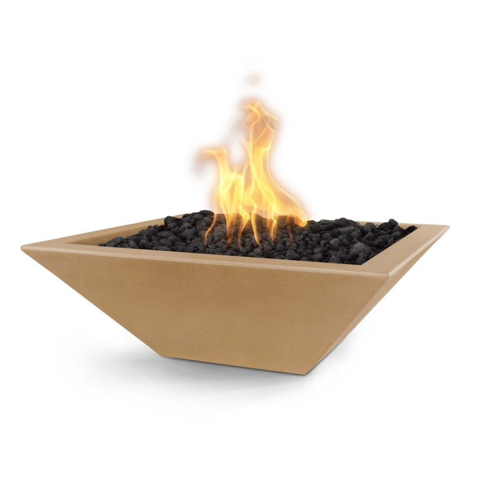 The Outdoor Plus 24" Maya GFRC Concrete Square Fire Bowl (Brown)