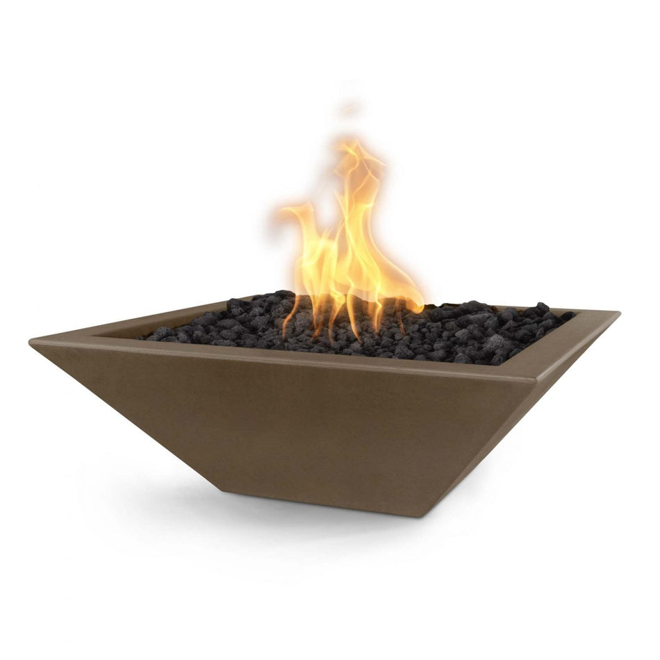 The Outdoor Plus 30" Maya GFRC Concrete Square Fire Bowl (Chocolate)