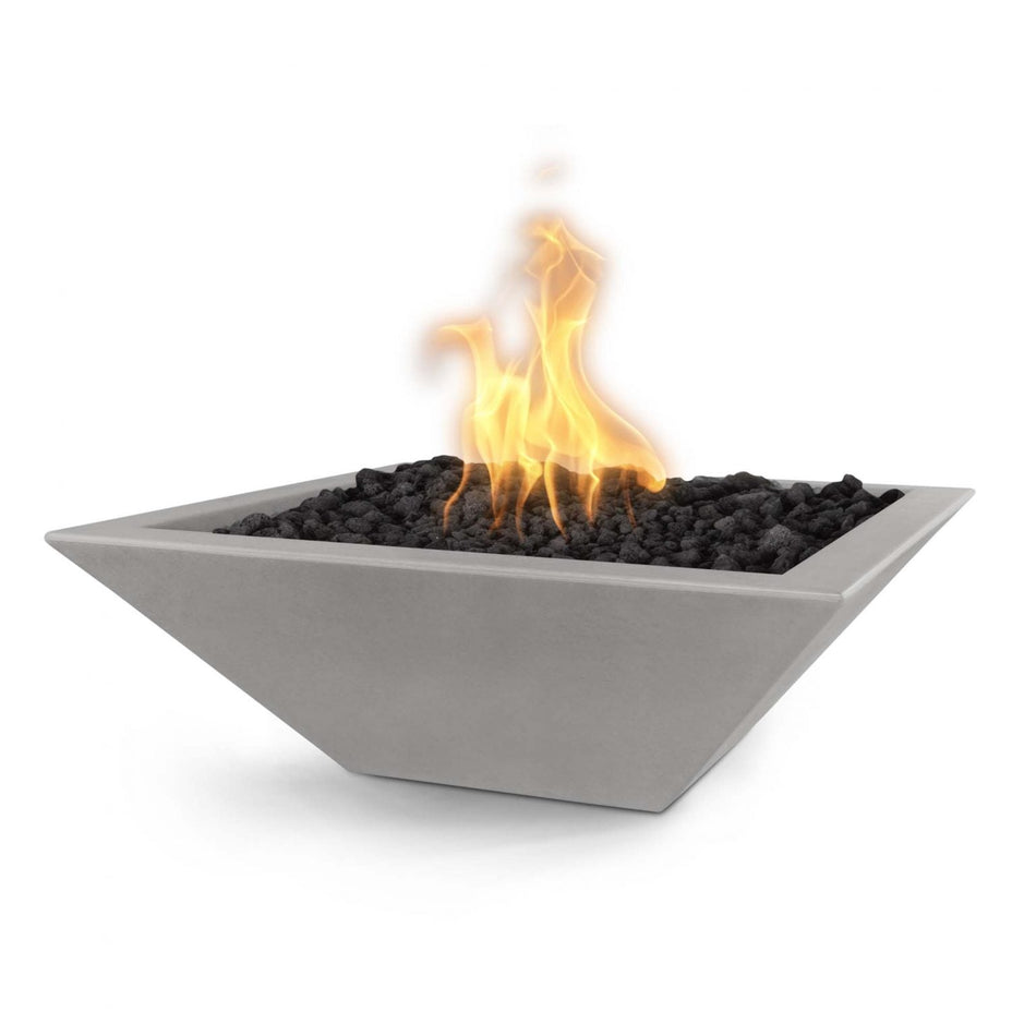 The Outdoor Plus 36" Maya GFRC Concrete Square Fire Bowl (Natural Gray)