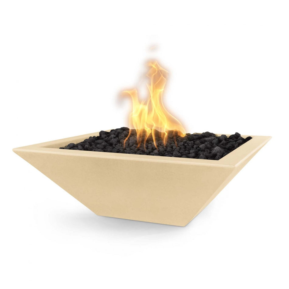 The Outdoor Plus 24" Maya GFRC Concrete Square Fire Bowl (Vanilla)