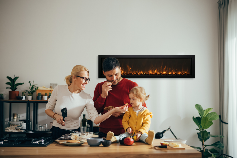 Remii WM Slim Wall Mount Electric Fireplace installed